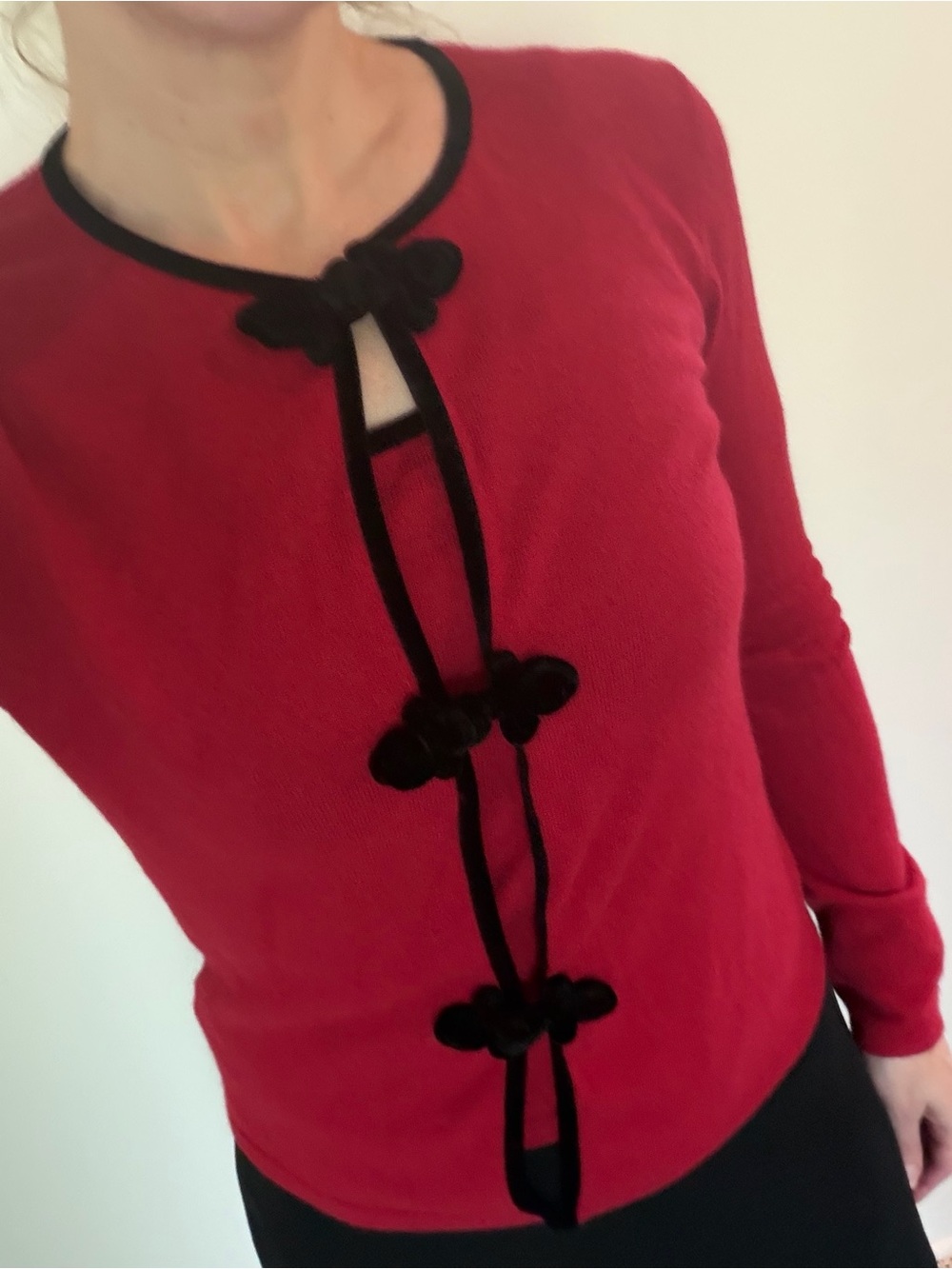 Vintage 90’s Y2K Ann Taylor sweater tank cardigan set red black medium m